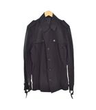 トレンチコート ナイロンジャケット 上着 襟付き ミドル丈 無地 M 黒 ブラック 47-08JK21 ■ECC001
