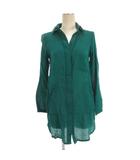 ザラ ベーシック ZARA BASIC シャツ チュニック 長袖 グリーン XS 260226E ■ECD001