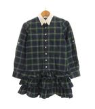 ラルフローレン RALPH LAUREN シャツ ワンピース 長袖 チェック ジュニア 130 グリーン ネイビー 260227E ■ECD001