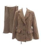 クリスチャンオジャール CHRISTIAN AUJARD セットアップ スーツスカート ウール ブラウン系 ツイード調 フリンジデザイン 長袖 /SC ■ECD001