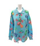 レオナール LEONARD SPORT ポロシャツ カットソー フルーツ柄 長袖 L 水色 ライトブルー /FF■ECD001