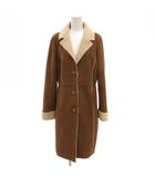 オールドネイビー OLD NAVY フェイクムートン ロングコート バイカラー M 茶 ブラウン 白 ホワイト /JS ■ECA001