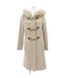 デビュー ド フィオレ Debut de Fiore ダッフルコート ウール 38 白 ホワイト系 ロング丈 ファー付き フード付き 長袖 無地 /SC ■ECA001