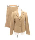 ボディドレッシングデラックス BODY DRESSING Deluxe 美品 セットアップ スーツ テーラードジャケット フレアスカート シングル 総裏地 フィッシュテール ミモレ ロング丈 ツイード 9 ベージュ /SJ ■ECA001