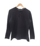 長袖Tシャツ カットソー M 紺 ネイビー ヘンリーネック 凹凸模様 長袖 /ML ■ECD001