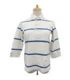 バーバリアン BARBARIAN ポロシャツ 七分袖 ポロカラー 白 ホワイト ボーダー柄 /SM16 ■ECA001