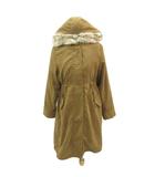 ザンパ ZAMPA モッズコート ロング丈 M ベージュ フード付き ラビットファー スエード調 /SM32 ■ECA001