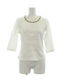 ダックス DAKS Tシャツ カットソー 38 白 ホワイト 七分丈 ラウンドネック /GG ECB001