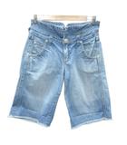 デニムパンツ ジーンズ ショートパンツ ハーフパンツ S 水色 フリンジ ウォッシュ加工 /SY43 ■ECA002