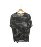 ナイキ NIKE RUNNING DRI-FIT Tシャツ カットソー 半袖 総柄 M 黒 ブラック グレー /AH30 ■ECA002