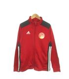 アディダス adidas ジャケット ジャージ サッカー 13-14Y 160cm 赤 レッド 長袖 スタンドカラー 3本ライン /MN16 ■ECA002