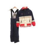 デサント DESCENTE スキーウェア セットアップ 中綿ジャケット オーバーオール ビブパンツ S 赤 レッド 紺 ネイビー /YJ ■ECA002