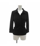 フォクシーニューヨーク FOXEY NEW YORK ポロシャツ ブラウス 40 七分袖 シャーリング 黒 ブラック /NU ■ECD002