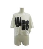 アグ UGG Tシャツ XS 白 ホワイト ロゴプリント ラウンドネック 半袖 クロップド丈 カットソー /PP ■ECD001