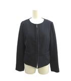 ジャケット 上着 9 紺 ネイビー ノーカラー 長袖 フロントジップ /RN ■ECD001