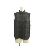 ベスト S 緑 グリーン 茶 ブラウン チェック柄 ノースリーブ /RN ■ECD001