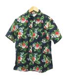 オールドネイビー OLD NAVY アロハシャツ S ネイビー 紺 マルチカラー 半袖 花柄 レギュラーカラー /PP ■ECD001