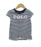ポロ ラルフローレン POLO RALPH LAUREN Tシャツ カットソー クルーネック 半袖 ロゴ ボーダー柄 S/P 7 オフホワイト 紺 ネイビー /HO20 女の子