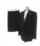 ジャンニヴェルサーチ ヴェルサーチェ GIANNI VERSACE スーツ セットアップ テーラードジャケット ダブル タイトスカート ひざ丈 ウール 42 黒 ブラック /AN28 ■ECD002