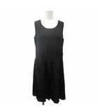 ワンピース L 黒 ブラック ノースリーブ ラウンドネック ウエスト切り替え /KK ■ECB001