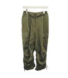 ヒロココシノ HIROKO KOSHINO パンツ 9 カーキグリーン ドロストウエスト ドロスト裾 クロップド アンクル丈 光沢素材 無地 /GR ■ECB001