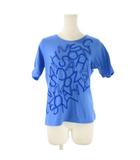 ミラショーン mila schon Tシャツ 42 青 ブルー ロゴ刺繍 ラウンドネック 半袖 /CK38 ■ECC002