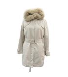 シーケーカルバンクライン ck Calvin Klein スプリングコート 中綿コート 2way 4 アイボリー フォックスファーフード付き ライナー付き ベルト付き ロング丈 /YS54 ■ECB002