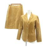 ニューヨーカー NEWYORKER セットアップ 上下 テーラードジャケット シングル 総裏地 ミドル丈 フレアスカート ひざ丈 13 茶色 コーデュロイ /HO3 ■ECB002