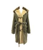 Rumi Katoh Calla Space モッズコート ロング リアルファーライナー ベルト付き カーキ C3106 /KU ■ECB002