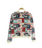 トミーヒルフィガー TOMMY HILFIGER キッズ 総柄スウェットパーカー ジップアップ 裏起毛 L/G 12-14 マルチカラー /MY ■OS ■ECE003