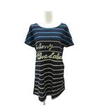 バーバリーブルーレーベル BURBERRY BLUE LABEL チュニック 36 紺 ネイビー ボーダー柄 半袖 プリント /SM70 ■ECE003