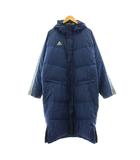 アディダス adidas ダウンコート ベンチコート ロング フード ストライプ柄 L 青 ブルー JD1021 /KU ■ECE003
