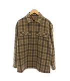 チャップス CHAPS RALPH LAUREN ラルフローレン ウールシャツ プルオーバー ハーフジップ チェック 長袖 L 茶 ブラウン 紺 /YM ■ECE003
