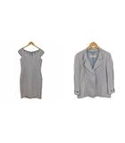 マックスマーラ MAX MARA アンサンブル ワンピース Vネック センターベント シングルテーラードジャケット 無地 水色 38 40 10411932-38-01 ■ECE003