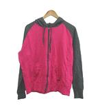 フィラ FILA パーカー フーディ スポーツウエア L グレー ネオンピンク 長袖 フード付き ジップアップ 裏起毛 /GR ■ECB001