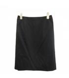 タイトスカート ウール M 黒 ブラック 無地 膝丈 ストレート /KW ■ECB001