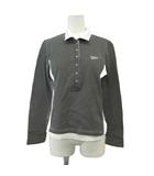 23区 オンワード樫山 ゴルフウェア ポロシャツ 長袖 ギンガムチェック ロゴ 刺繍 II 黒 ブラック 白 ホワイト /XZ ■ECE003