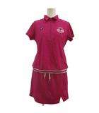 フィラ FILA ゴルフ GOLF ゴルフウェア ワンピース 半袖 ひざ丈 ハーフジップ 総柄 ロゴ 刺繍 M ピンク /XZ ■ECC002