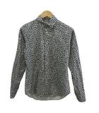ユナイテッドアローズ UNITED ARROWS シャツ S 紺 ネイビー 白 ホワイト 総柄 長袖 /NP ■ECC002