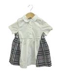 バーバリー BURBERRY シャツ カットソー 80 白 ホワイト グレー チェック柄 丸襟 半袖 /NP ■ECA003