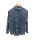 アクネ Acne 美品 シャツ 34 紺 ネイビー 長袖 エイジング加工 /SJ ■ECA003