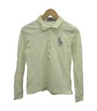 ラルフローレン RALPH LAUREN ポロシャツ M オフホワイト 長袖 襟付き ロゴ刺繍 ストーン装飾 無地 前立てボタン /GR ■ECA003