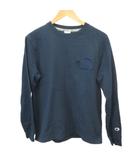 Tシャツ L ネイビー 紺 長袖 クルーネック ロゴ カットソー /PP ■ECA003