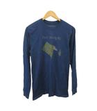 Tシャツ カットソー XS 紺 ネイビー 長袖 ラウンドネック プリント /SH ■ECA003