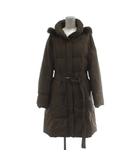 ダウンコート L 茶 ブラウン 長袖 ファーフード ミドル丈 12-40UZ03G /GG ■ECA003