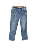 デニムパンツ ジーンズ 38 水色 ライトブルー ウォッシュ加工 ローライズ アンクル丈 /YS28 ■GY70