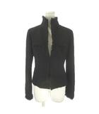 ツイードジャケット 上着 M 黒 ブラック スタンドカラー フリンジ加工 長袖 /AO6 ■GY70