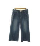 エドウィン EDWIN JERSEYS デニム ジーンズ S 青 ブルー インディゴ 無地 ワイドシルエット クロップド丈 /AO31 ■GY70