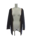 ヒューマンウーマン HUMAN WOMAN ウールライナー M 紺 ネイビー 茶 ブラウン ノーカラー 長袖 パイピングデザイン /GG ■GY59