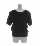 クレージュ courreges ニット カットソー ウール 9 黒 ブラック 無地 ラウンドネック 半袖 /GG ■GY59